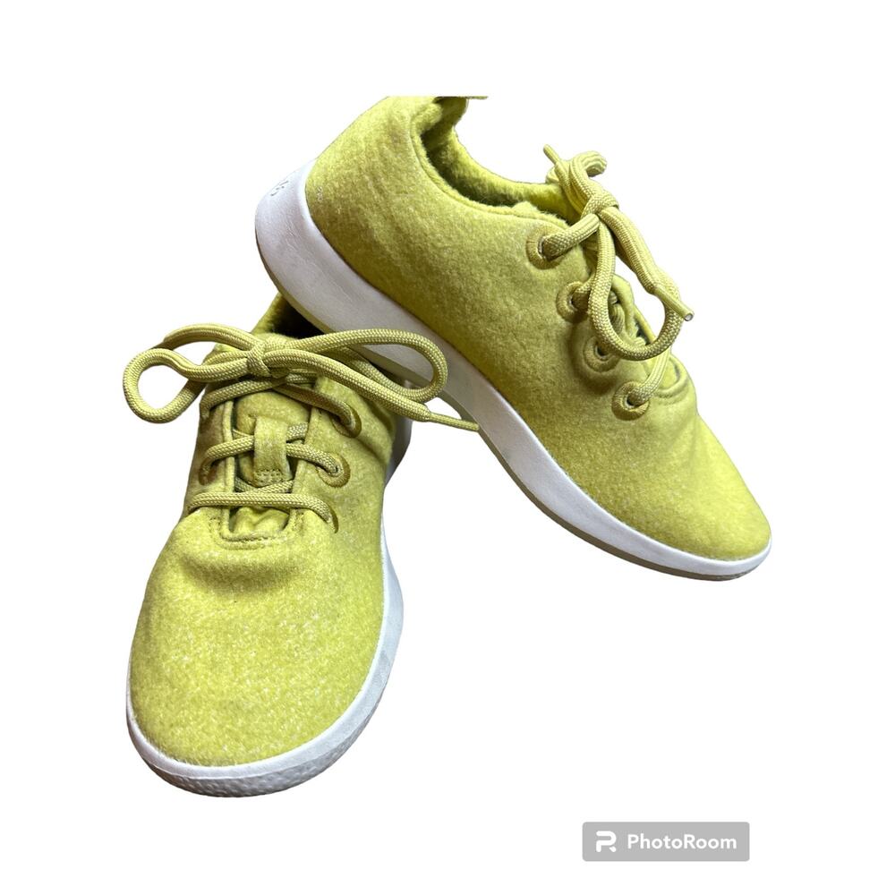 Women's Allbirds Neon Yellow Lace Up Wool Athletic Runners Sneakers Shoes Size 5